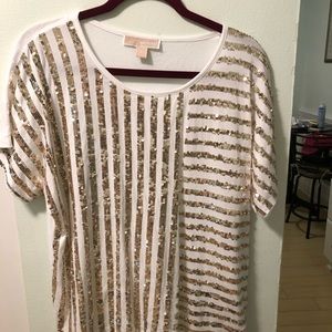 Michael Kors white shirt with gold sequins